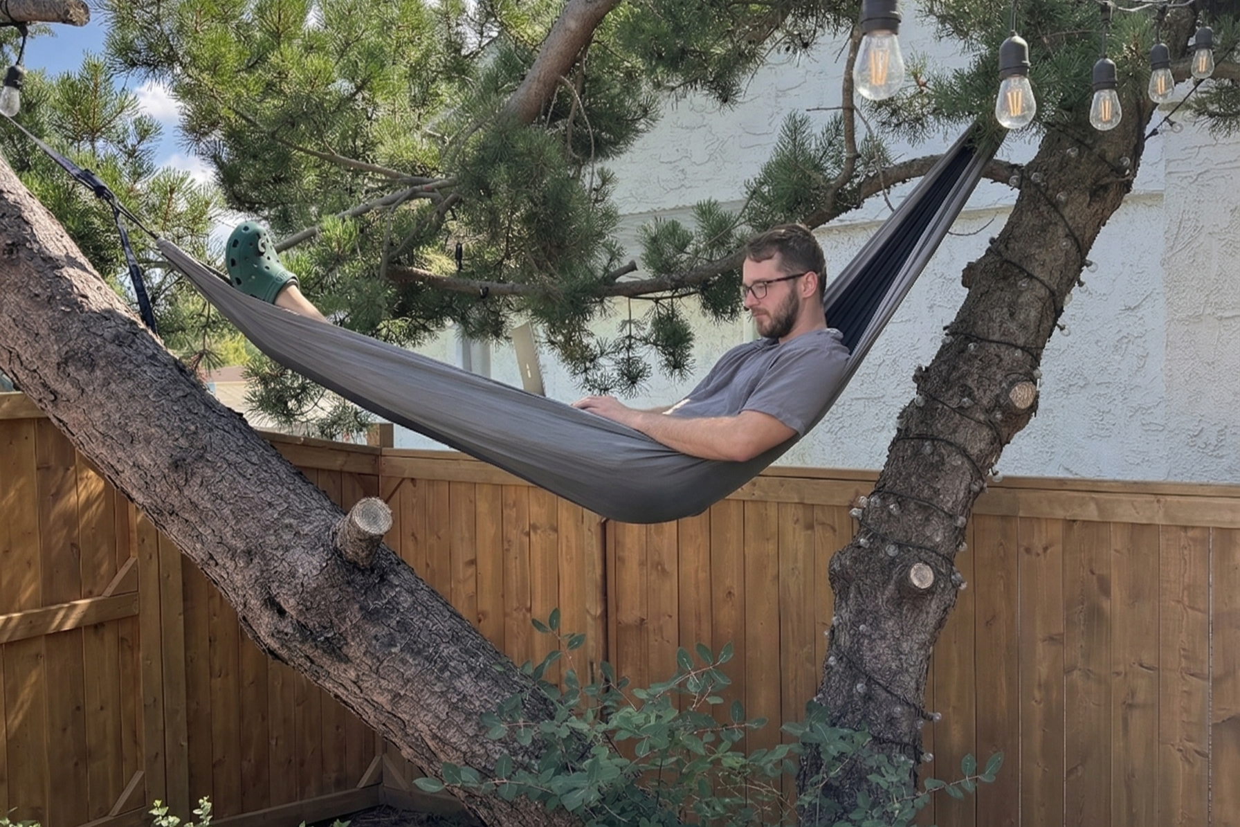 Ben Grande in a hammock